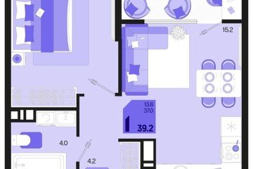 Фото №1: 1-комнатная квартира 41 м², 18/18 эт. - Краснодар, мкр. ЖК Первое Место, ул. Виктора Казанцева, 1.2лит2