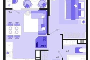Фото №1: 1-комнатная квартира 41 м², 18/18 эт. - Краснодар, мкр. ЖК Первое Место, ул. Виктора Казанцева, 1.2лит2