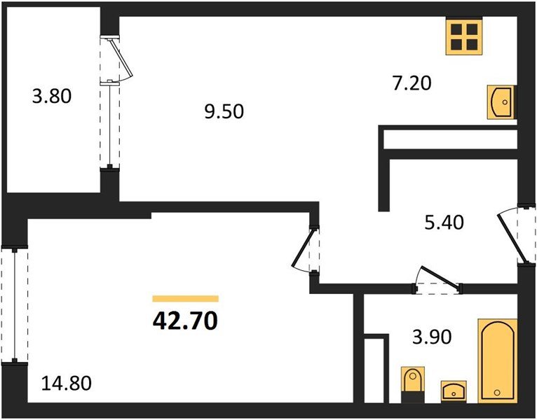 Фото №1: 1-комнатная квартира 44&nbsp;м², 18/18&nbsp;эт. - Краснодар, мкр. Карасунский внутригородской округ, ул. Виктора Казанцева