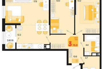 Фото №1: 2-комнатная квартира 78 м², 18/18 эт. - Краснодар, мкр. Карасунский внутригородской округ, ул. Виктора Казанцева