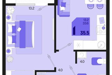 Фото №1: 1-комнатная квартира 37 м², 2/18 эт. - Краснодар, мкр. ЖК Первое Место, ул. Виктора Казанцева, 1.3лит1