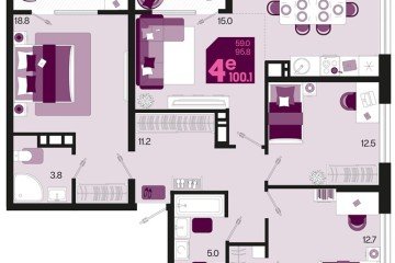 Фото №1: 3-комнатная квартира 104 м², 9/18 эт. - Краснодар, мкр. ЖК Первое Место, ул. Виктора Казанцева, 1.3лит1