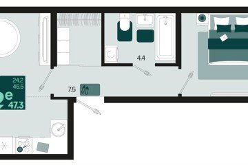 Фото №1: 1-комнатная квартира 49 м², 2/18 эт. - Краснодар, мкр. ЖК Первое Место, ул. Виктора Казанцева, 1.3лит1