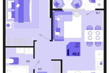 Фото №1: 1-комнатная квартира 42 м², 2/18 эт. - Краснодар, мкр. ЖК Первое Место, ул. Виктора Казанцева, 1.3лит1