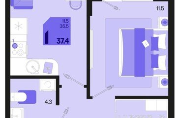 Фото №1: 1-комнатная квартира 39 м², 2/18 эт. - Краснодар, мкр. ЖК Первое Место, ул. Виктора Казанцева, 1.3лит1