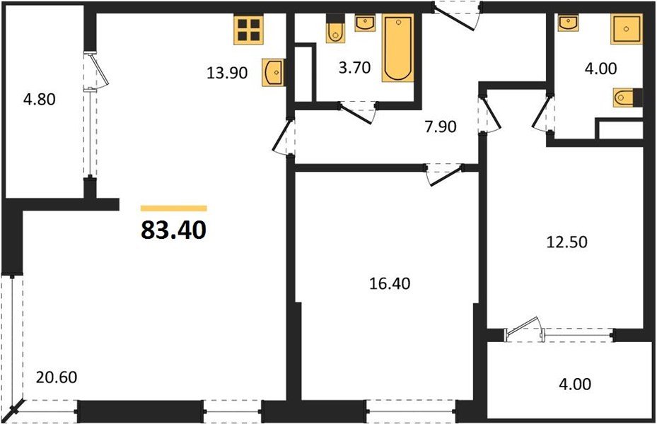 Фото №1: 3-комнатная квартира 87&nbsp;м², 9/18&nbsp;эт. - Краснодар, Карасунский внутригородской округ, мкр. ЖК Первое Место, ул. Виктора Казанцева, 1.3лит2