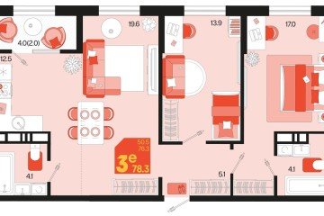 Фото №1: 2-комнатная квартира 80 м², 9/18 эт. - Краснодар, мкр. ЖК Первое Место, ул. Виктора Казанцева, 1.3лит2