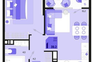 Фото №1: 1-комнатная квартира 41 м², 18/18 эт. - Краснодар, мкр. ЖК Первое Место, ул. Виктора Казанцева, 1.3лит2
