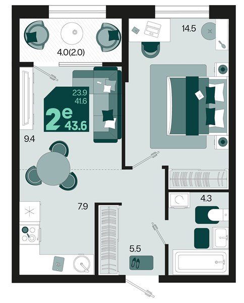 Фото №1: 1-комнатная квартира 45&nbsp;м², 2/18&nbsp;эт. - Краснодар, Карасунский внутригородской округ, мкр. ЖК Первое Место, ул. Виктора Казанцева, 1.3лит2