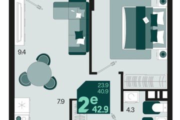 Фото №1: 1-комнатная квартира 44 м², 9/18 эт. - Краснодар, мкр. ЖК Первое Место, ул. Виктора Казанцева, 1.3лит2