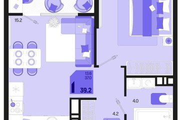 Фото №1: 1-комнатная квартира 41 м², 18/18 эт. - Краснодар, мкр. ЖК Первое Место,