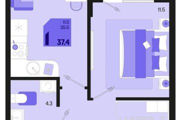 Фото №1: 1-комнатная квартира 39 м², 2/18 эт. - Краснодар, мкр. ЖК Первое Место,