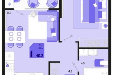 Фото №1: 1-комнатная квартира 42 м², 2/18 эт. - Краснодар, мкр. ЖК Первое Место,