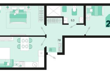 Фото №1: 2-комнатная квартира 62 м², 2/18 эт. - Краснодар, мкр. ЖК Первое Место,