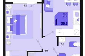 Фото №1: 1-комнатная квартира 37 м², 2/18 эт. - Краснодар, мкр. ЖК Первое Место,