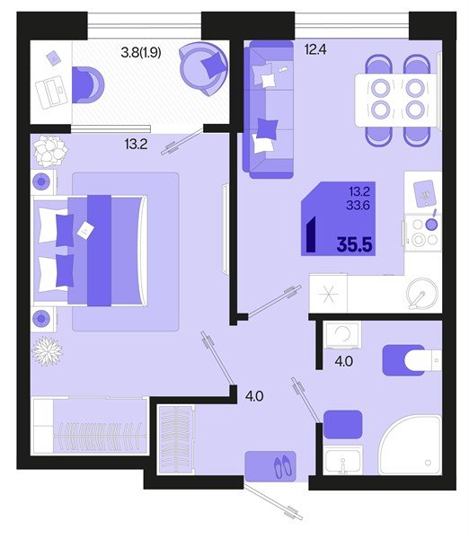 Фото №1: 1-комнатная квартира 37&nbsp;м², 2/18&nbsp;эт. - Краснодар, Карасунский внутригородской округ, мкр. ЖК Первое Место