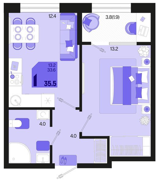 Фото №1: 1-комнатная квартира 37&nbsp;м², 2/18&nbsp;эт. - Краснодар, Карасунский внутригородской округ, мкр. ЖК Первое Место