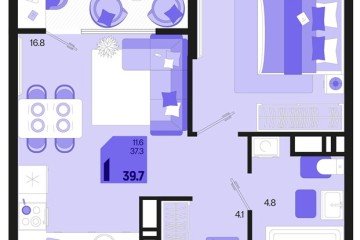 Фото №1: 1-комнатная квартира 42 м², 18/18 эт. - Краснодар, мкр. ЖК Первое Место,