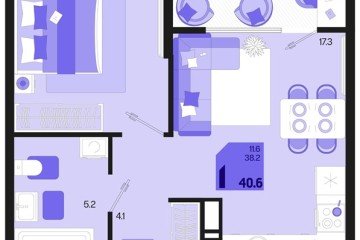 Фото №1: 1-комнатная квартира 43 м², 2/18 эт. - Краснодар, мкр. ЖК Первое Место,