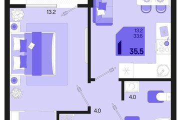 Фото №1: 1-комнатная квартира 37 м², 2/18 эт. - Краснодар, мкр. ЖК Первое Место,