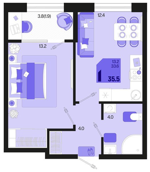 Фото №1: 1-комнатная квартира 37&nbsp;м², 2/18&nbsp;эт. - Краснодар, Карасунский внутригородской округ, мкр. ЖК Первое Место