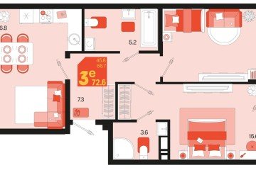 Фото №1: 2-комнатная квартира 76 м², 2/18 эт. - Краснодар, мкр. ЖК Первое Место,