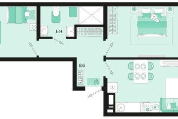 Фото №1: 2-комнатная квартира 63 м², 2/18 эт. - Краснодар, мкр. ЖК Первое Место,