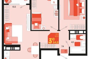 Фото №1: 2-комнатная квартира 66 м², 18/18 эт. - Краснодар, мкр. ЖК Первое Место,
