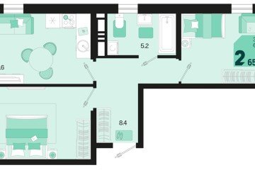 Фото №1: 2-комнатная квартира 67 м², 18/18 эт. - Краснодар, мкр. ЖК Первое Место,