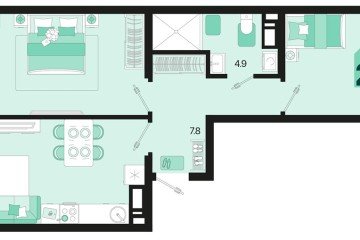Фото №1: 2-комнатная квартира 61 м², 9/18 эт. - Краснодар, мкр. ЖК Первое Место,