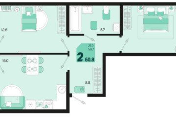 Фото №1: 2-комнатная квартира 64 м², 2/18 эт. - Краснодар, мкр. ЖК Первое Место,