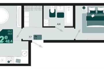 Фото №1: 1-комнатная квартира 50 м², 2/18 эт. - Краснодар, мкр. ЖК Первое Место,