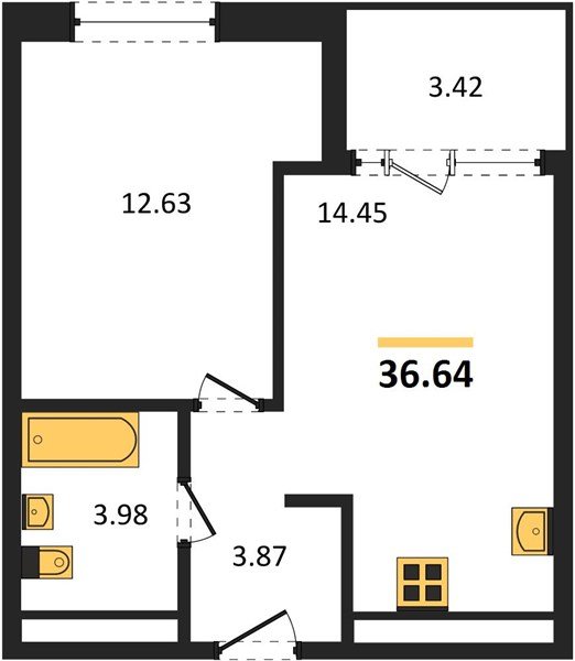 Фото №1: 1-комнатная квартира 38&nbsp;м², 15/16&nbsp;эт. - Краснодар, Карасунский внутригородской округ, Хлопчато-бумажный Комбинат, мкр. жилой квартал Патрики