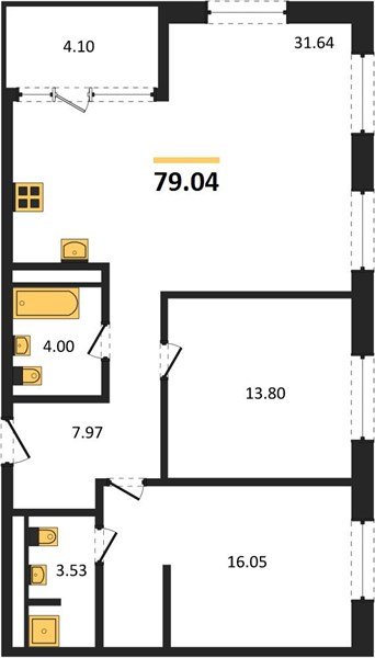 Фото №1: 2-комнатная квартира 81&nbsp;м², 14/16&nbsp;эт. - Краснодар, Карасунский внутригородской округ, Хлопчато-бумажный Комбинат, мкр. жилой квартал Патрики