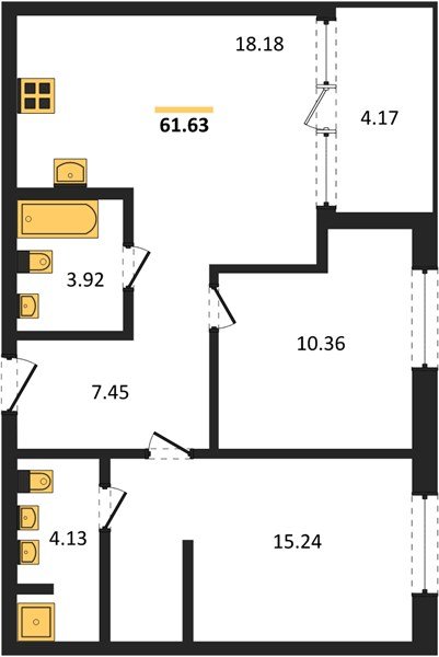 Фото №1: 2-комнатная квартира 63&nbsp;м², 14/16&nbsp;эт. - Краснодар, Карасунский внутригородской округ, Хлопчато-бумажный Комбинат, мкр. жилой квартал Патрики
