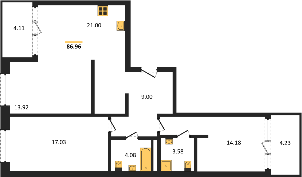 Фото №1: 3-комнатная квартира 91&nbsp;м², 12/16&nbsp;эт. - Краснодар, Карасунский внутригородской округ, Хлопчато-бумажный Комбинат, мкр. жилой квартал Патрики