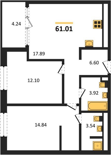 Фото №1: 2-комнатная квартира 63&nbsp;м², 12/16&nbsp;эт. - Краснодар, Карасунский внутригородской округ, Хлопчато-бумажный Комбинат, мкр. жилой квартал Патрики