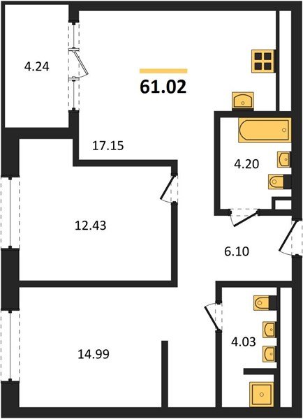 Фото №1: 2-комнатная квартира 63&nbsp;м², 10/16&nbsp;эт. - Краснодар, Карасунский внутригородской округ, Хлопчато-бумажный Комбинат, мкр. жилой квартал Патрики