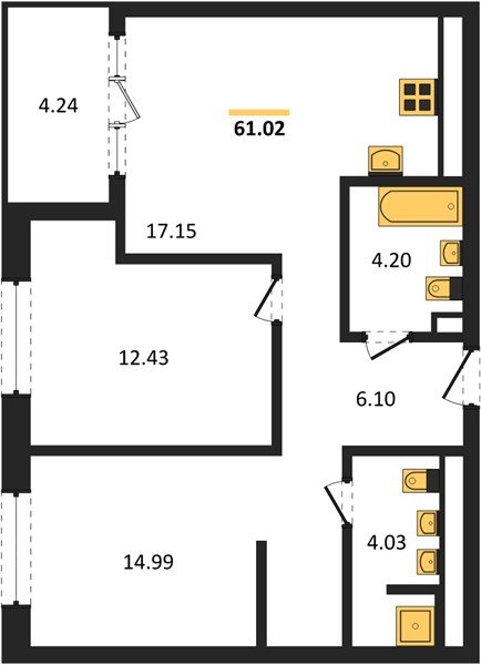 Фото №1: 2-комнатная квартира 63&nbsp;м², 11/16&nbsp;эт. - Краснодар, Карасунский внутригородской округ, Хлопчато-бумажный Комбинат, мкр. жилой квартал Патрики
