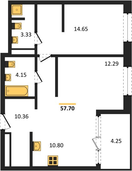 Фото №1: 2-комнатная квартира 59&nbsp;м², 12/16&nbsp;эт. - Краснодар, Карасунский внутригородской округ, Хлопчато-бумажный Комбинат, мкр. жилой квартал Патрики