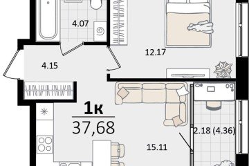 Фото №1: 1-комнатная квартира 39 м², 14/16 эт. - Краснодар, мкр. жилой квартал Патрики,