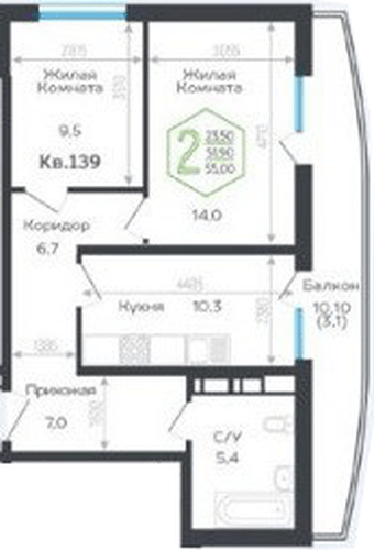 Фото №1: 2-комнатная квартира 53&nbsp;м², 18/21&nbsp;эт. - Краснодар, Центральный внутригородской округ, мкр. Черёмушки