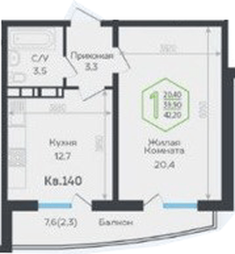 Фото №1: 1-комнатная квартира 40&nbsp;м², 21/21&nbsp;эт. - Краснодар, Центральный внутригородской округ, мкр. Черёмушки