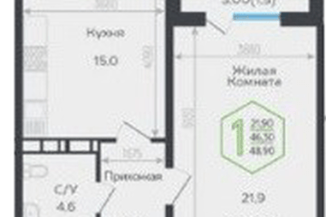 Фото №1: 1-комнатная квартира 47 м², 15/21 эт. - Краснодар, мкр. Черёмушки,