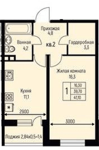 Фото №1: 1-комнатная квартира 41&nbsp;м², 1/3&nbsp;эт. - Берёзовый, Прикубанский внутригородской округ, Прогресс, жилой комплекс Прогресс, мкр. жилой комплекс Нова Вита, ул. имени А.Н. Лодыгина, 6к3