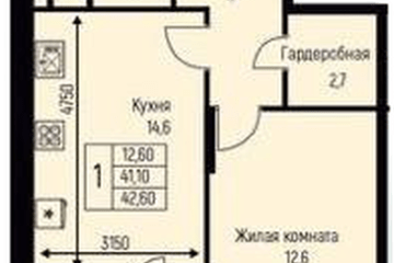 Фото №1: 1-комнатная квартира 42 м², 1/3 эт. - Берёзовый, мкр. жилой комплекс Нова Вита, ул. имени А.Н. Лодыгина, 6к3