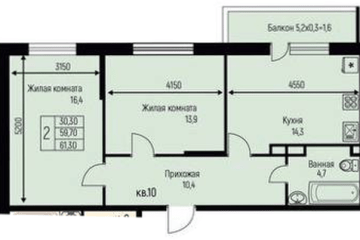 Фото №1: 2-комнатная квартира 61 м², 2/3 эт. - Берёзовый, мкр. жилой комплекс Нова Вита, ул. имени А.Н. Лодыгина, 6к3