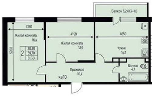 Фото №1: 2-комнатная квартира 61&nbsp;м², 2/3&nbsp;эт. - Берёзовый, Прикубанский внутригородской округ, Прогресс, жилой комплекс Прогресс, мкр. жилой комплекс Нова Вита, ул. имени А.Н. Лодыгина, 6к3