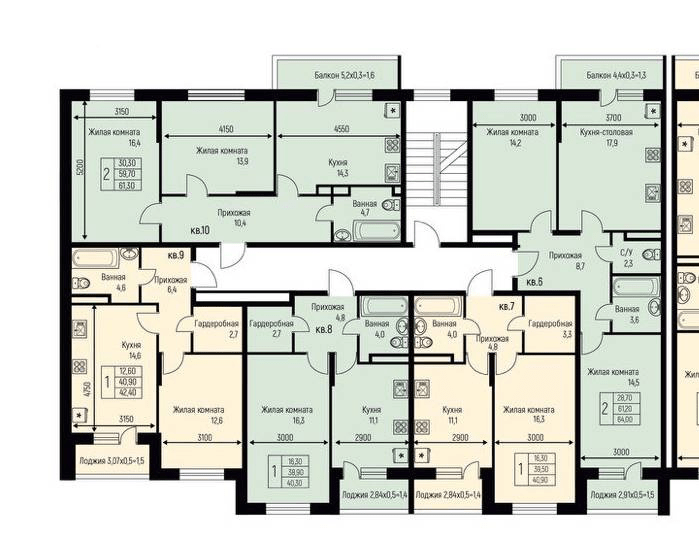 Фото №8: 1-комнатная квартира 40&nbsp;м², 2/3&nbsp;эт. - Берёзовый, Прикубанский внутригородской округ, Прогресс, жилой комплекс Прогресс, мкр. жилой комплекс Нова Вита, ул. имени А.Н. Лодыгина, 6к3