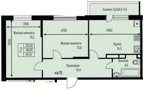 Фото №1: 2-комнатная квартира 61&nbsp;м², 3/3&nbsp;эт. - Берёзовый, Прикубанский внутригородской округ, Прогресс, жилой комплекс Прогресс, мкр. жилой комплекс Нова Вита, ул. имени А.Н. Лодыгина, 6к3